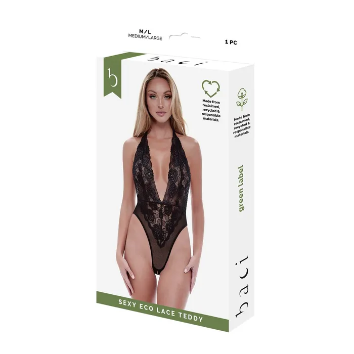 Anal Baci Lingerie Set di Lingerie Baci Lingerie Eco Lace Teddy Nero ML