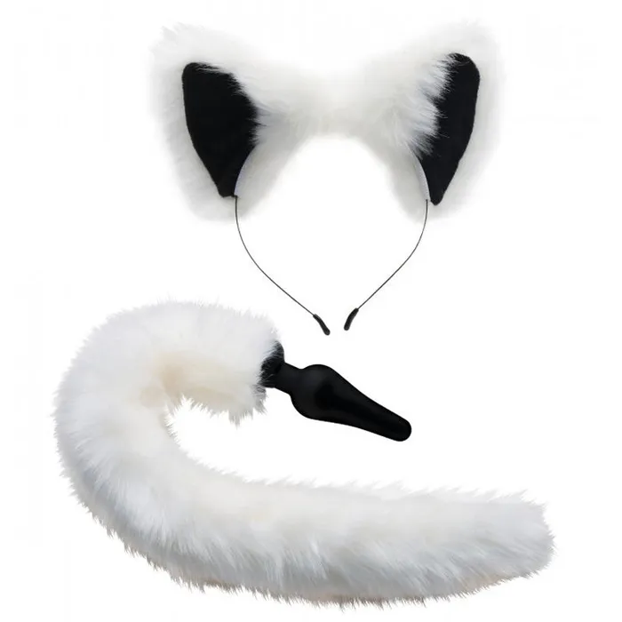 Anal | White Fox Tail and Ears Set - XR Brand Anal | White Fox Tail and Ears Set - XR Brand
