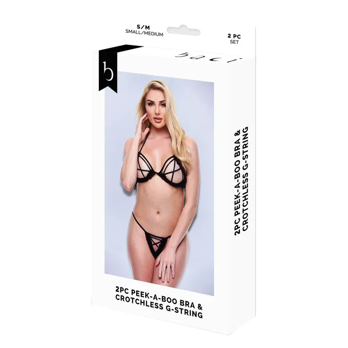 Baci Lingerie Anal Set di Lingerie Baci Lingerie Crotchless G Nero SM 2 Pezzi