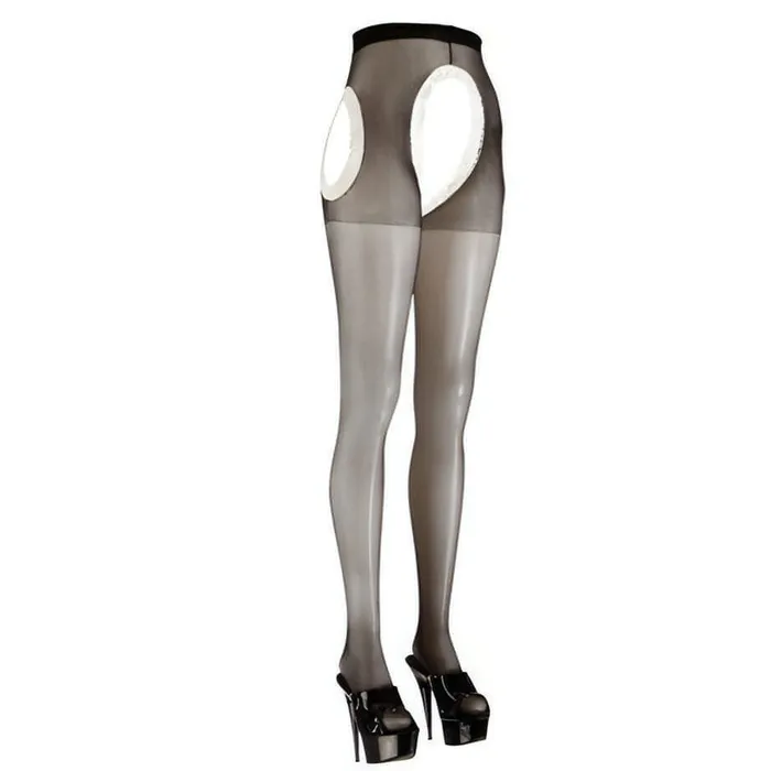 Collant nero velato con apertura inguinale ricamata con bordi bianchi - Taglia S | Cottelli Collection Lingerie Vibrators Collant nero velato con apertura inguinale ricamata con bordi bianchi - Taglia S | Cottelli Collection Lingerie Vibrators