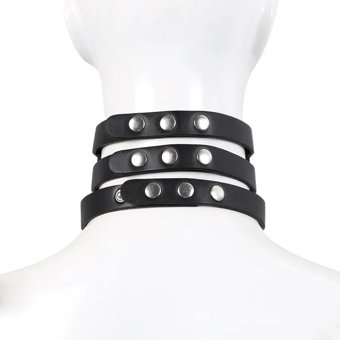 Kiotos Male Sex Toys | Kiotos Leather - Triple O-Ring Collar - Body Safe Kunstleer - Omtrek: 29/38 cm - 60 gr
