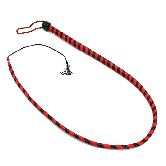 Male Sex Toys | Kiotos Kiotos Leather - Lederen Single Tail Zweep - 140 cm - Zwart/Rood