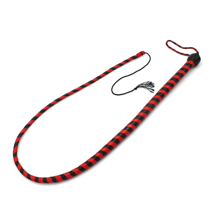 Male Sex Toys | Kiotos Kiotos Leather - Lederen Single Tail Zweep - 140 cm - Zwart/Rood