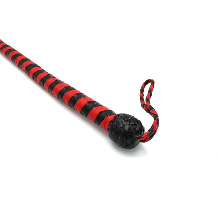 Male Sex Toys | Kiotos Kiotos Leather - Lederen Single Tail Zweep - 140 cm - Zwart/Rood