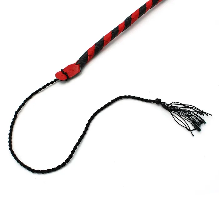 Male Sex Toys | Kiotos Kiotos Leather - Lederen Single Tail Zweep - 140 cm - Zwart/Rood