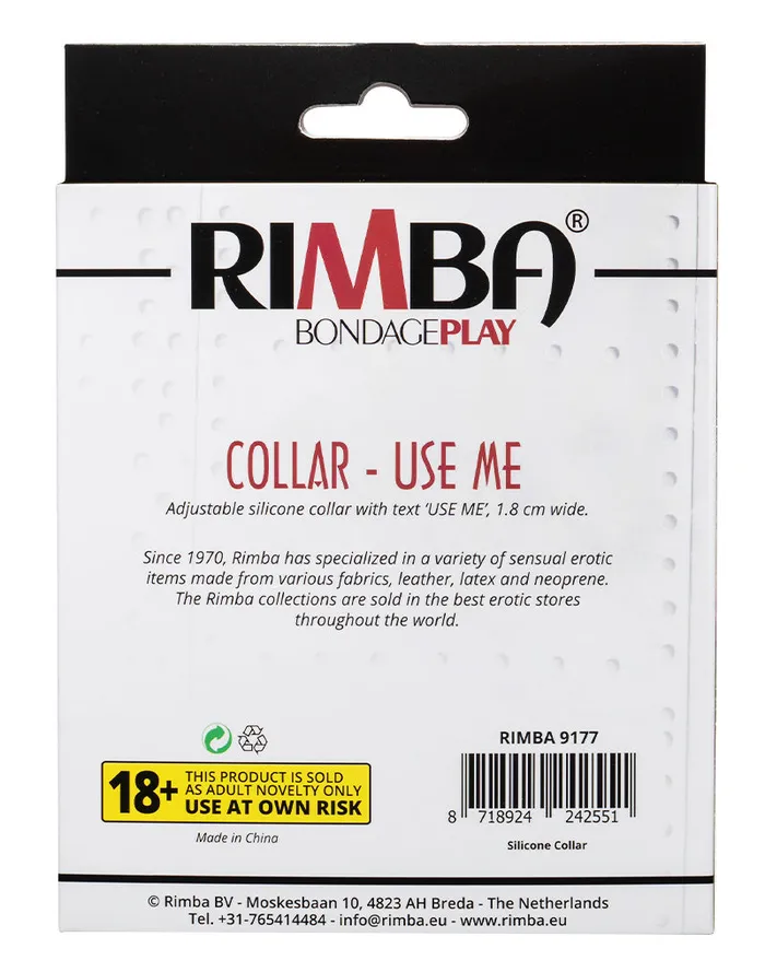 Rimba Vibrators | Rimba - Halsband - Collar Met Tekst - USE ME - Siliconen - Zwart