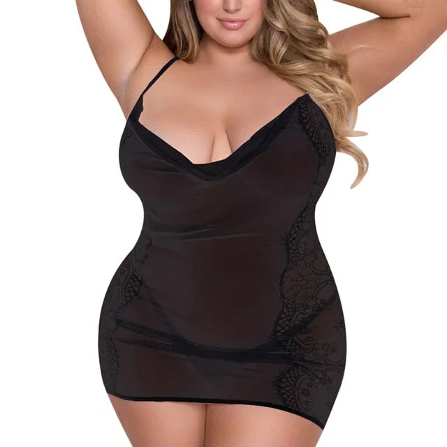 sale Plus Size | Lace Lingerie Women Plus Size Sexy Lingerie With G-String Chemise De Nuit Femme For 3XL-5XL