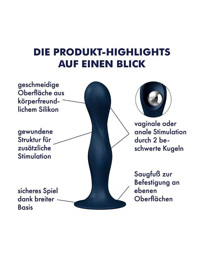 Satisfyer - Double Ball-R -  Verzwaarde Dildo met Bewegende Metalen Kogels - Blauw | Satisfyer Dildos