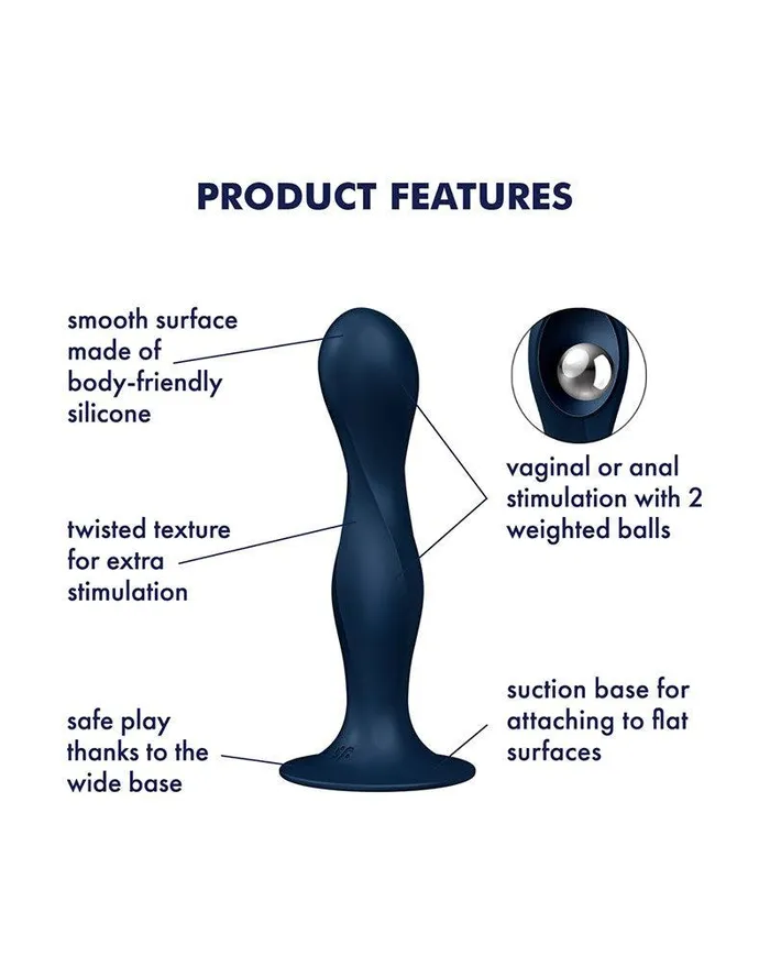 Satisfyer - Double Ball-R -  Verzwaarde Dildo met Bewegende Metalen Kogels - Blauw | Satisfyer Dildos