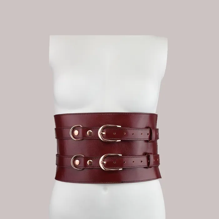 Vibrators | Liebe Seele Liebe Seele - Wine Red Luxe En Exclusieve Lederen Taille Bondagecorset - Corsetriem - wijnrood